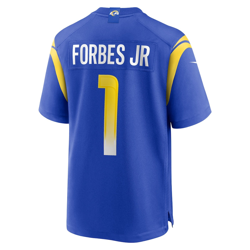 Tlead LA.Rams #1 Emmanuel Forbes Jr. Royal Team Game Jersey
