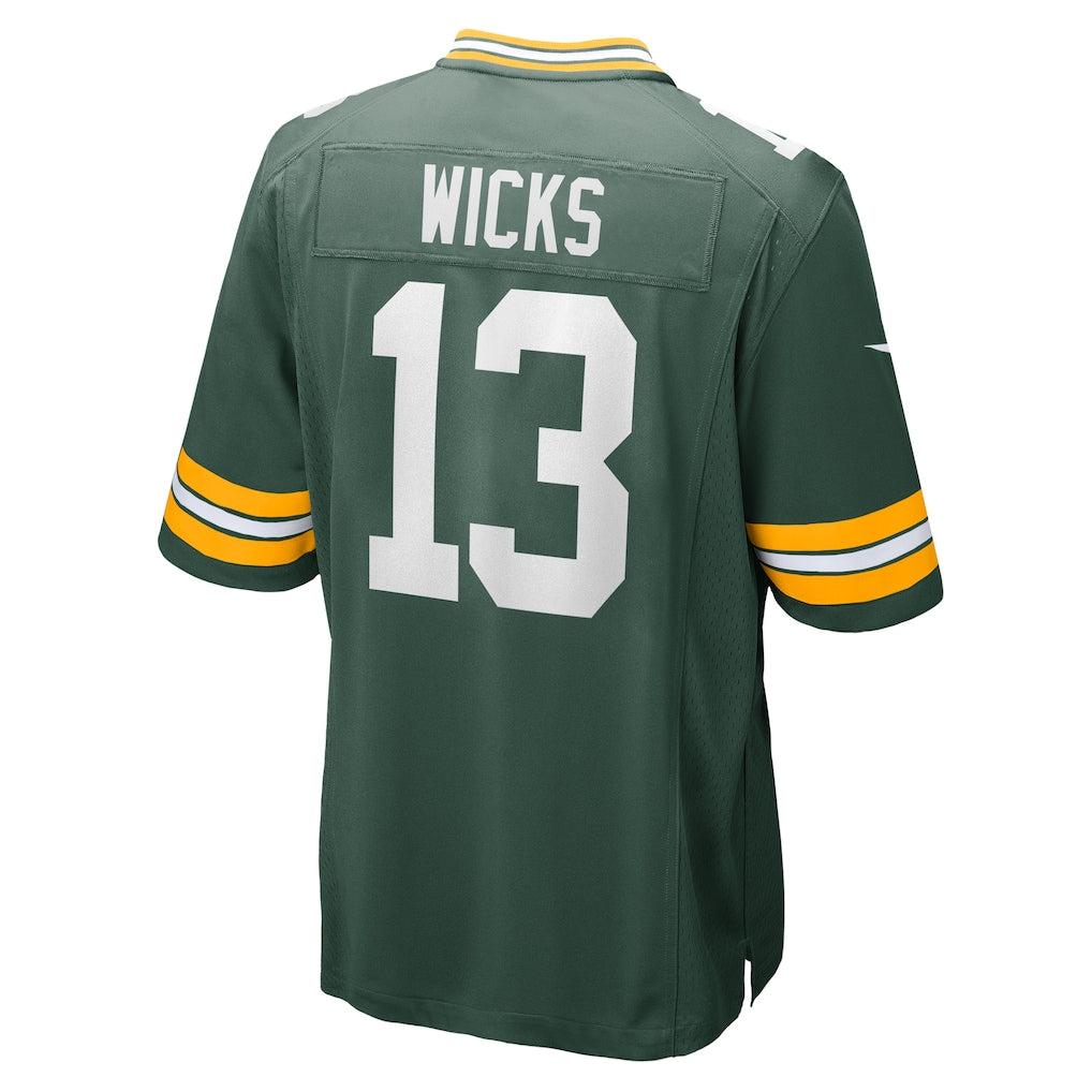 Tlead GB.Packers #13 Dontayvion Wicks Green Game Jersey