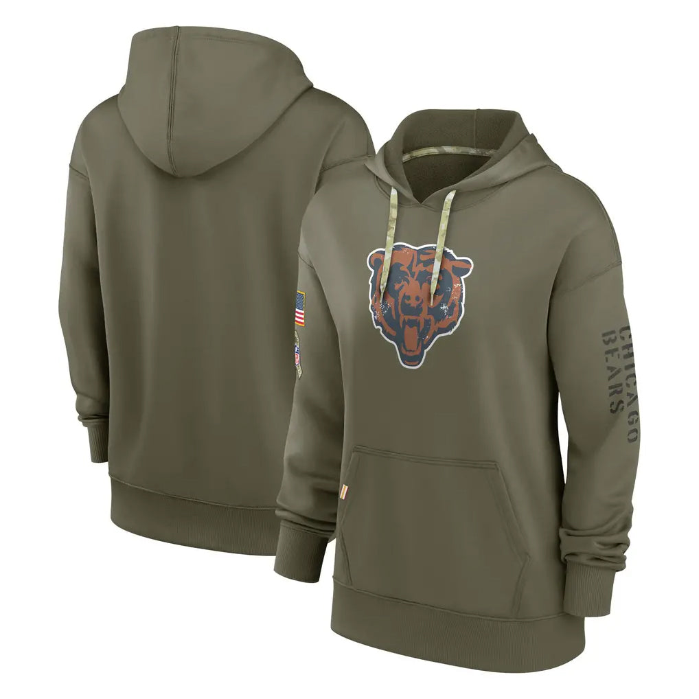 Tlead C.Bears Olive Salute to Service Pullover Hoodies Blank Player Stitched Jerseys