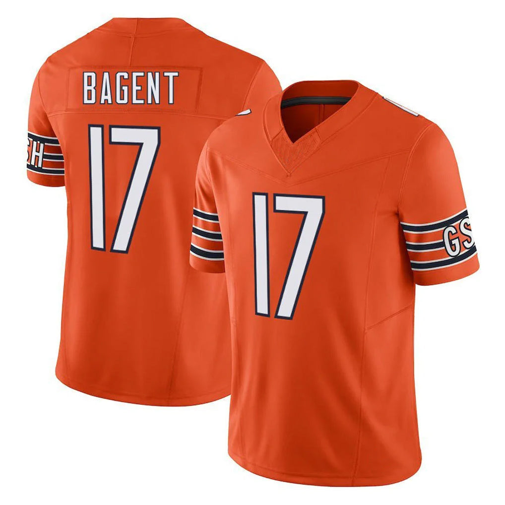 Tlead C.Bears #17 Tyson Bagent Player Orange Vapor F.U.S.E. Limited Home Game Stitched Jerseys