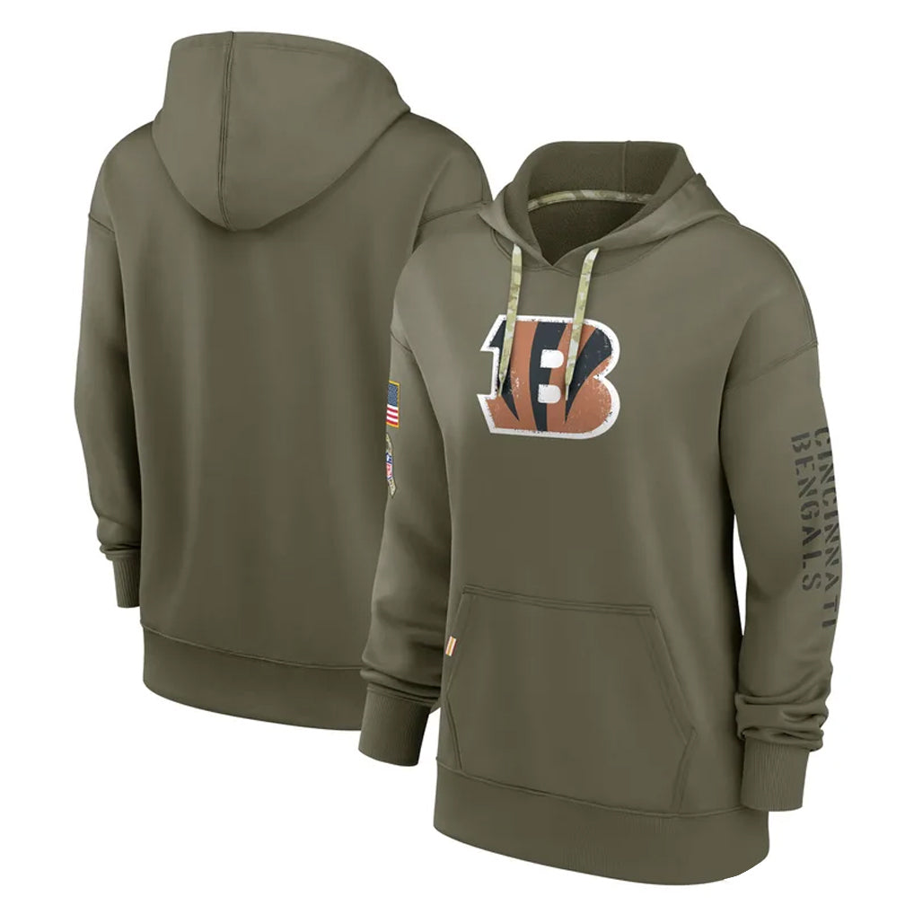 Tlead C.Bengals Olive Salute to Service Performance Pullover Hoodie Limited Blank Player Stitched Jerseys