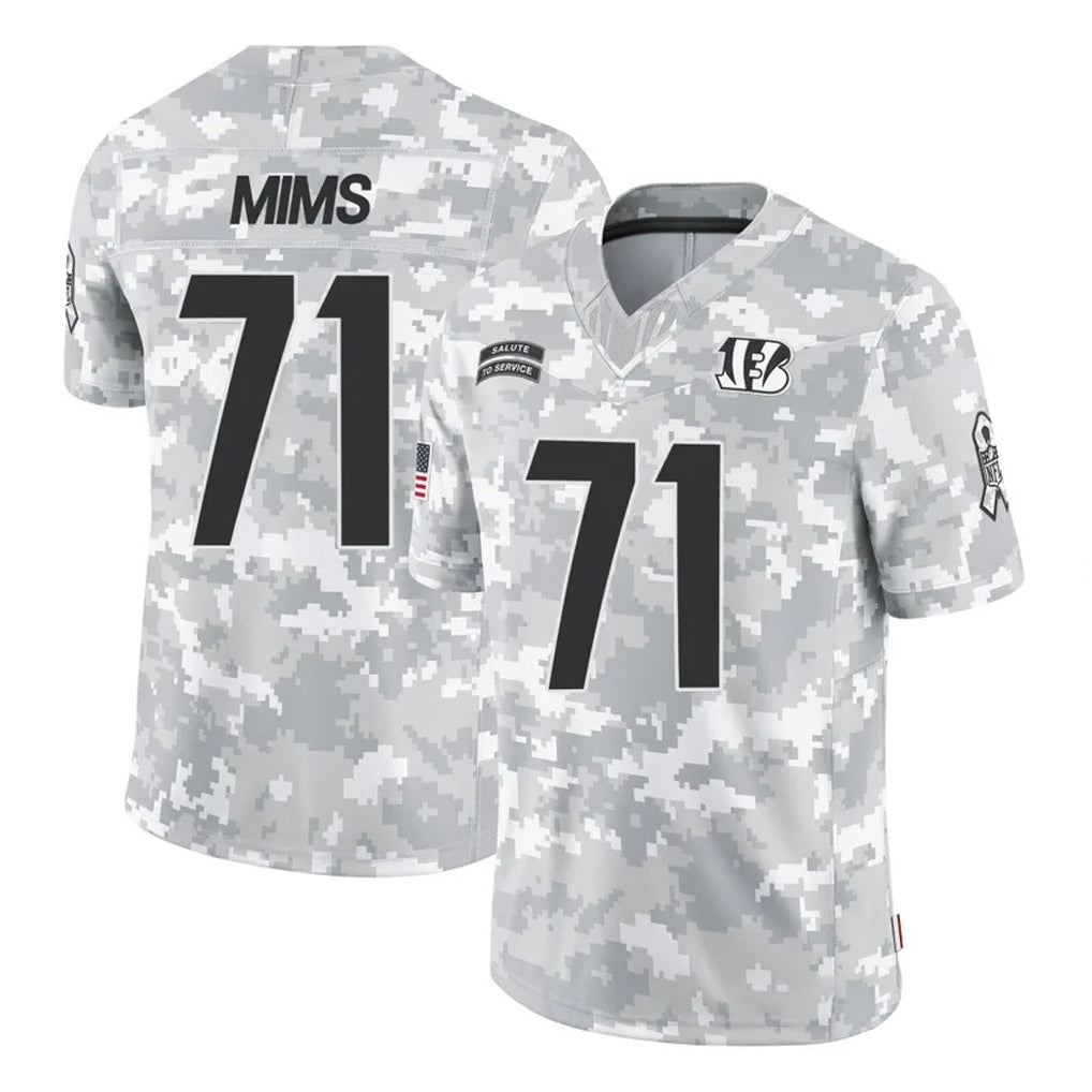 Tlead C.Bengals #71 Amarius Mims Player Arctic Camo Salute to Service Limited Stitched Jerseys