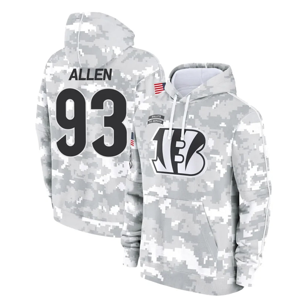 Tlead C.Bengals #93 Jonathan Allen Player Arctic Camo Salute to Service Pullover Hoodie Limited Stitched Jerseys