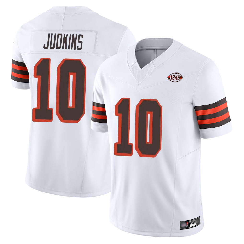 Tlead C.Browns #10 Quinshon Judkins Player White Limited Vapor F.U.S.E. Alternate Game Stitched Jerseys