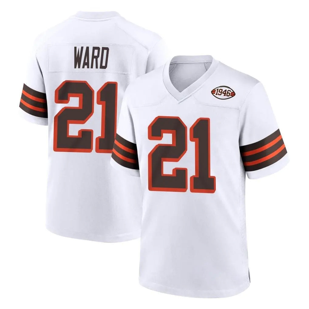 Tlead C.Browns #21 Denzel Ward Player White Alternate Home Game Stitched Jerseys