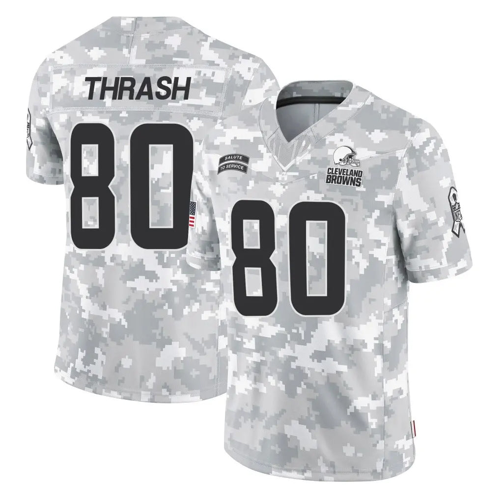 Tlead C.Browns #80 Jamari Thrash Player Arctic Camo Salute to Service Limited Home Game Stitched Jerseys