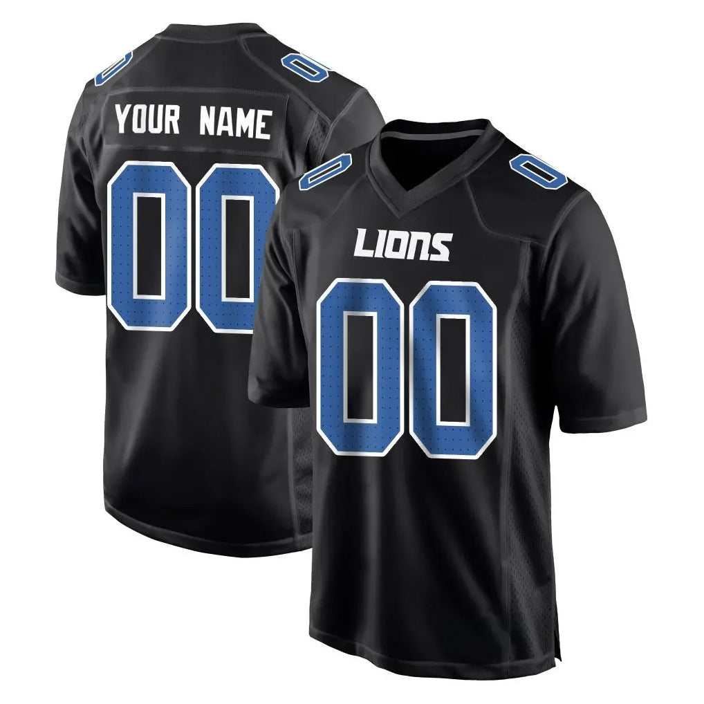 Tlead Custom D.Lions Black Fashion Home Game Any Name & Numbers Stitched Jerseys