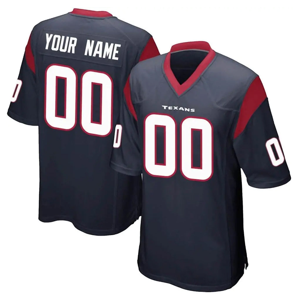 Tlead Custom H.Texans Navy Home Game Any Name & Numbers Stitched Jerseys