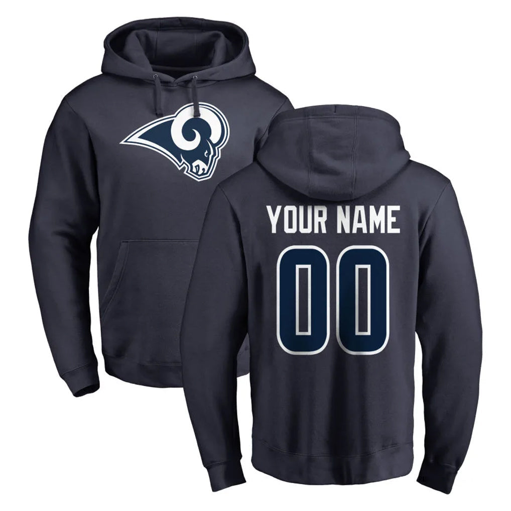 Tlead Custom LA.Rams Navy Pullover Hoodie Limited Game Any Name & Numbers Stitched Jerseys