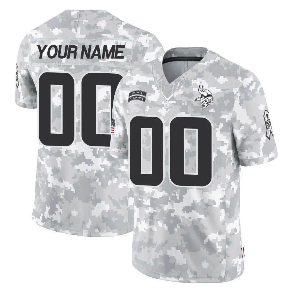 Tlead Custom MN.Vikings Arctic Camo Salute To Service Limited Game Any Name & Numbers Stitched Jerseys