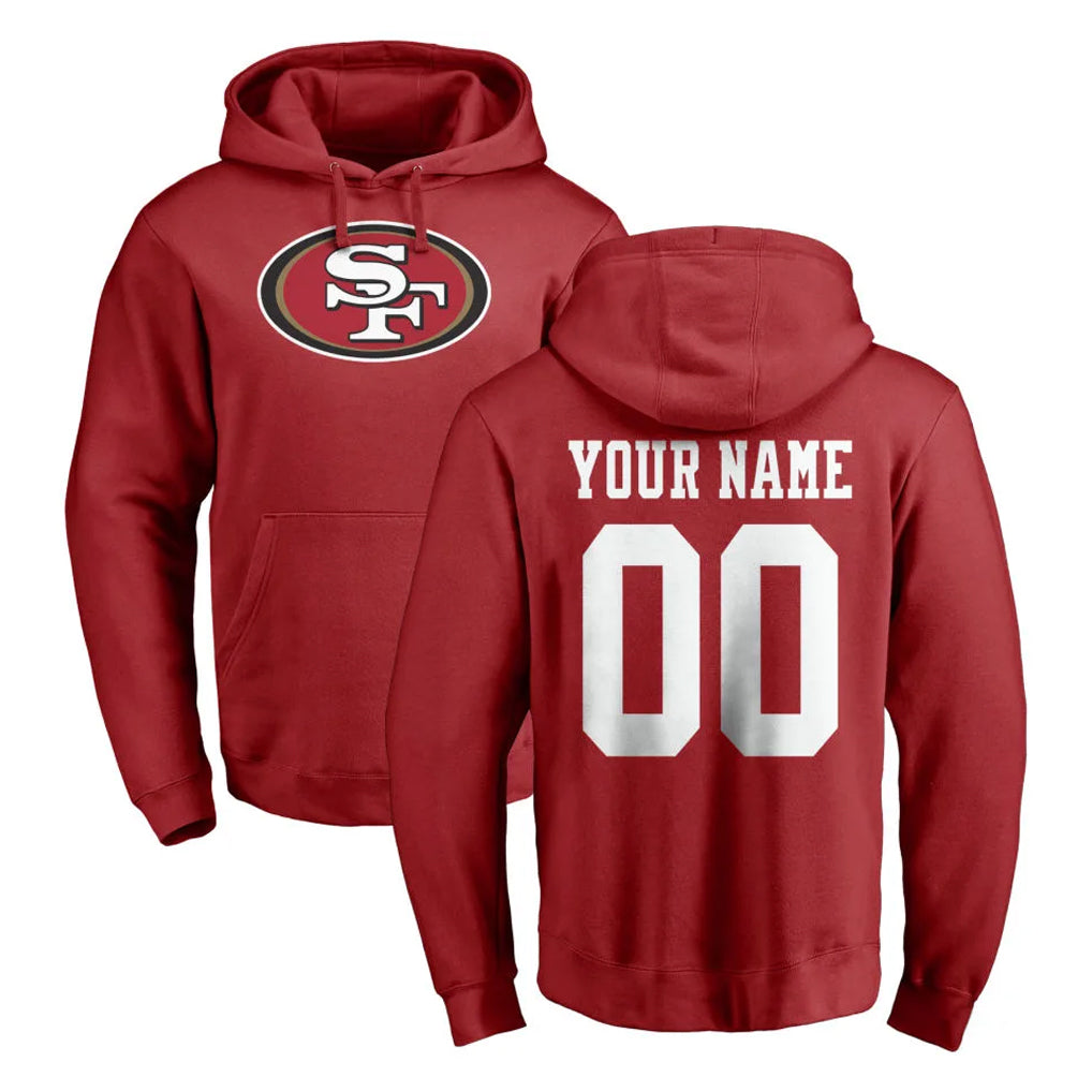 Tlead Custom SF.49ers Red LOGO Pullover Hoodies Home Game Any Name & Numbers Stitched Jerseys