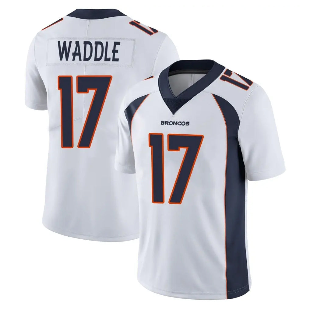 Tlead D.Broncos #17 Jaylen Waddle Player White Vapor Untouchable Limited Home Game Stitched Jerseys