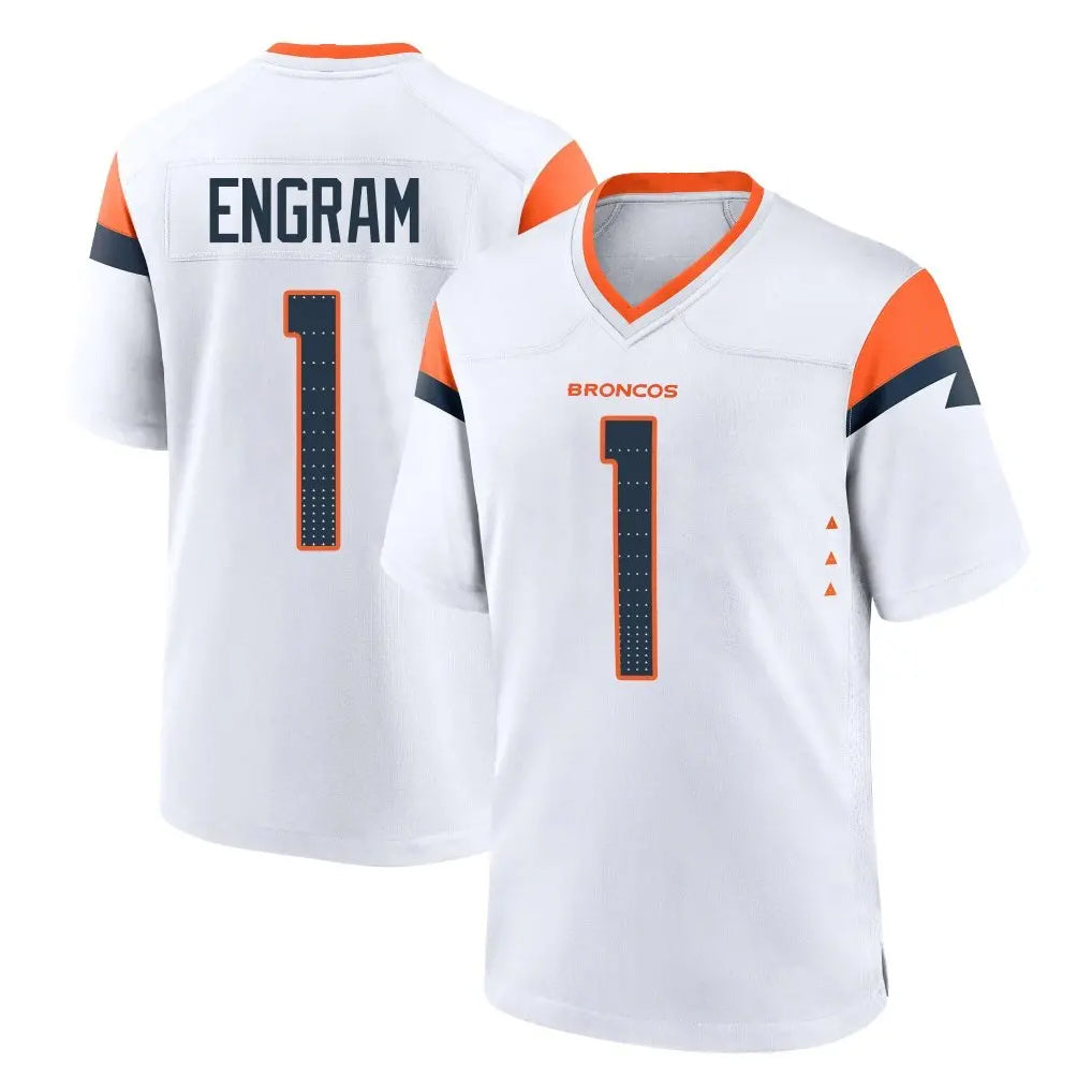 Tlead D.Broncos #1 Evan Engram Player White Home Game Stitched Jerseys