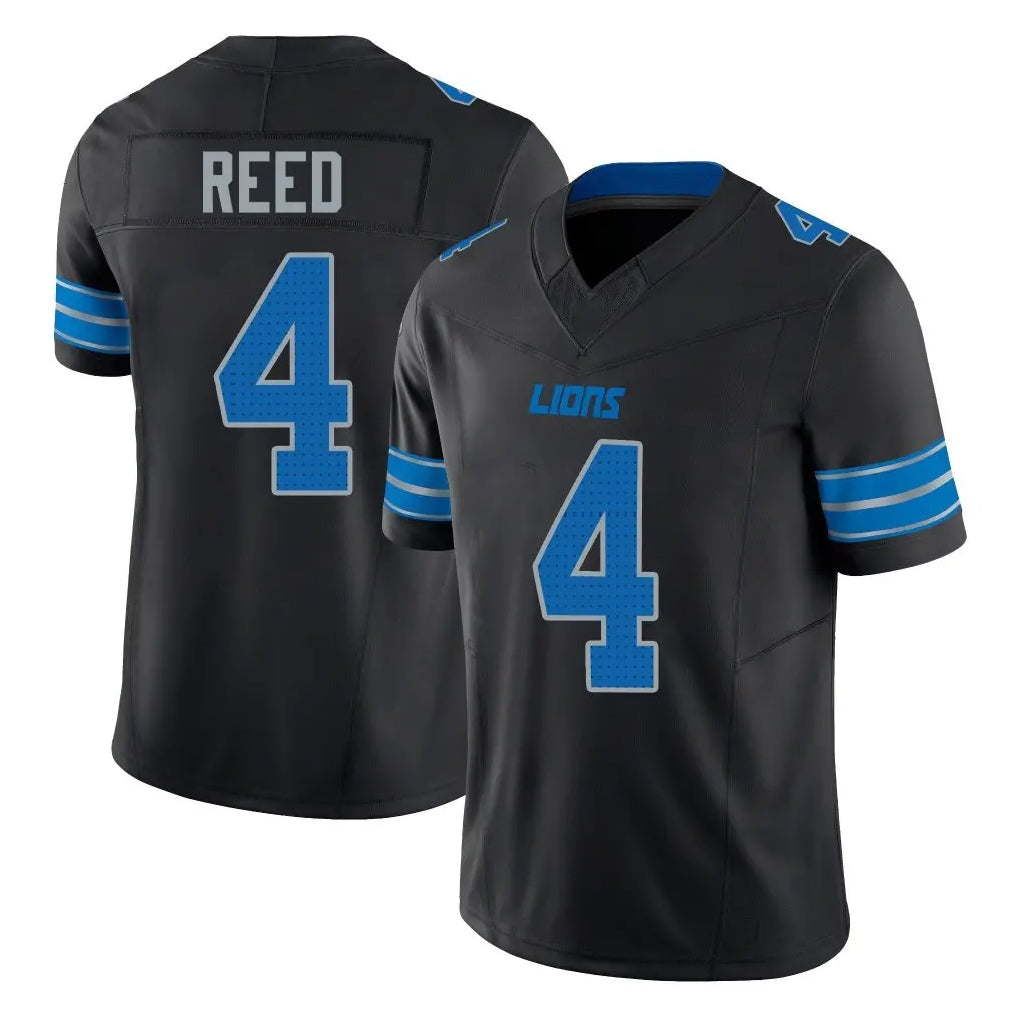 Tlead D.Lions #4 D.J. Reed Player Black Alternate Vapor F.U.S.E. Limited Home Game Stitched Jerseys