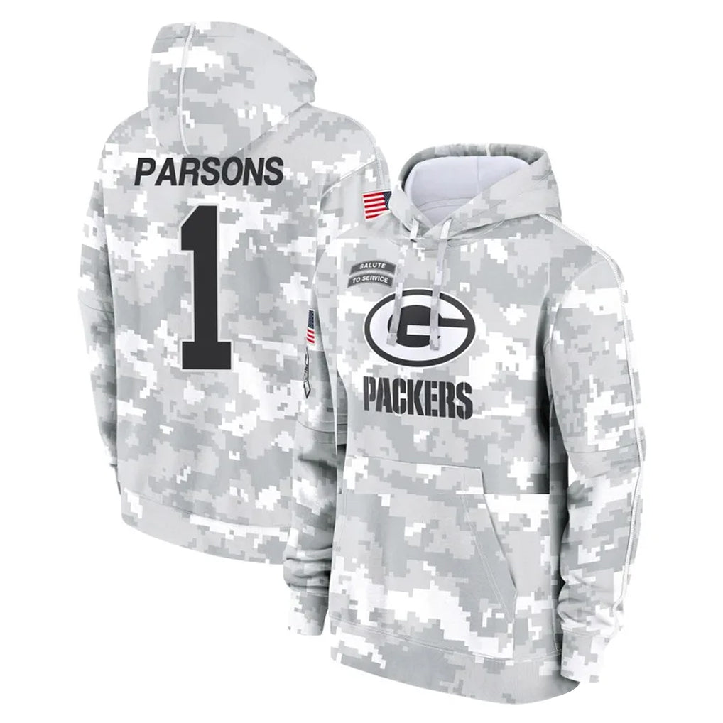Tlead GB.Packers #1 Micah Parsons Player Arctic Camo Salute to Service Hoodies Limited Game Stitched Jerseys