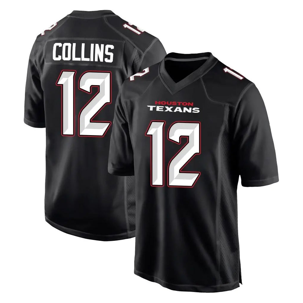 Tlead H.Texans #12 Nico Collins Player Carbon Black Fashion Home Game Stitched Jerseys