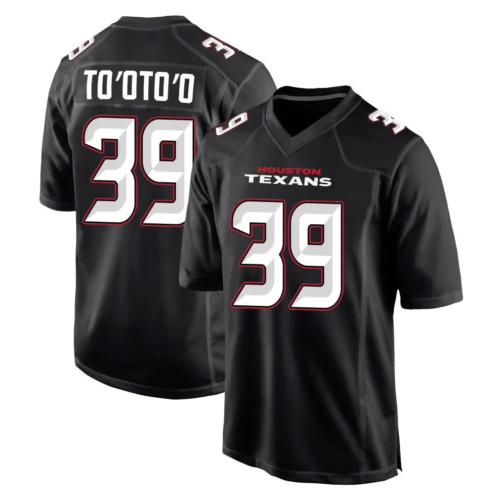 Tlead H.Texans #39 Henry To'oTo'o Player Carbon Black Fashion Home Game Stitched Jerseys