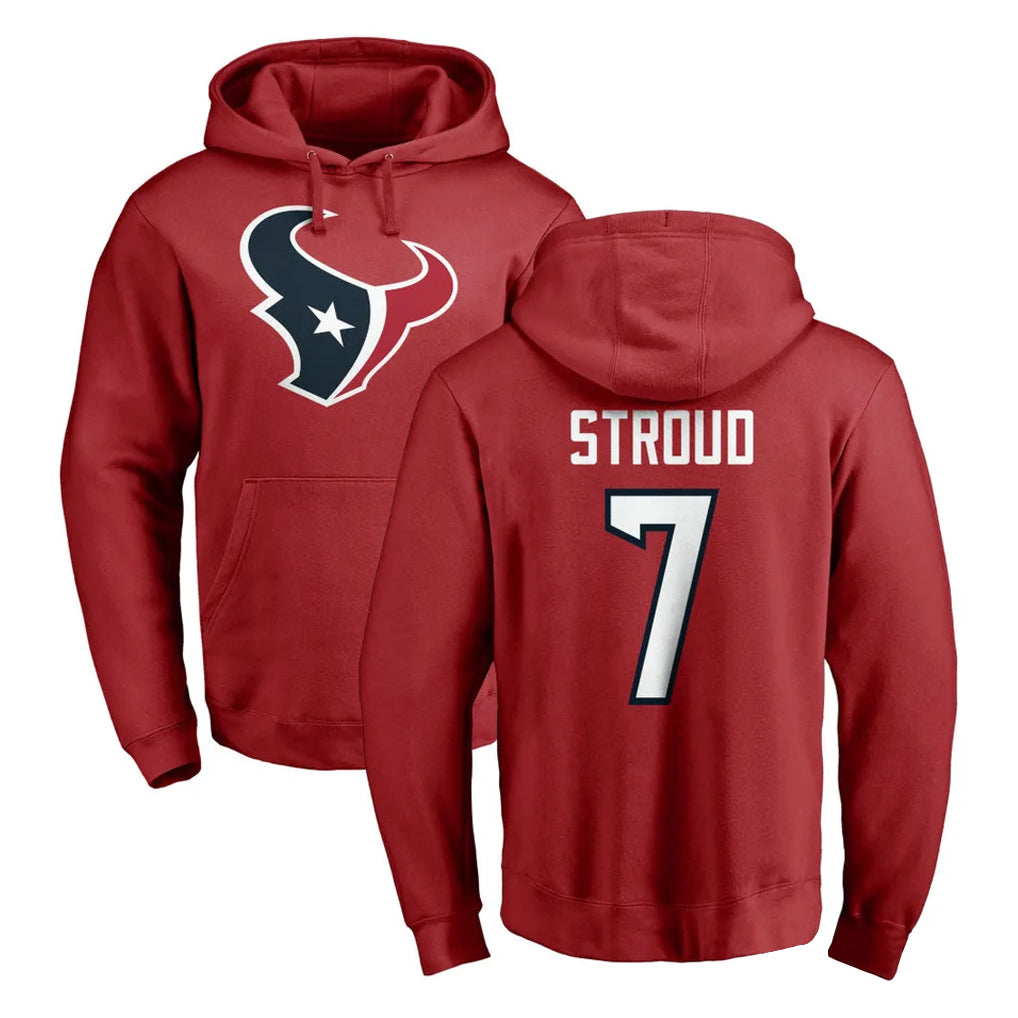 Tlead H.Texans #7 CJ Stroud Player Red Pro Line Pullover Hoodie Limited Game Stitched Jerseys