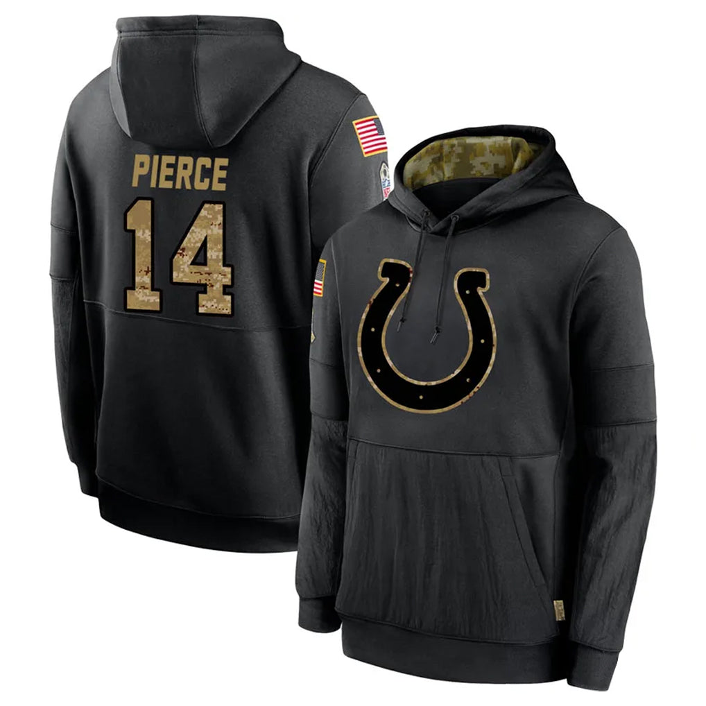Tlead IN.Colts #14 Alec Pierce Player Black Salute to Service Hoodies Limited Game Stitched Jerseys