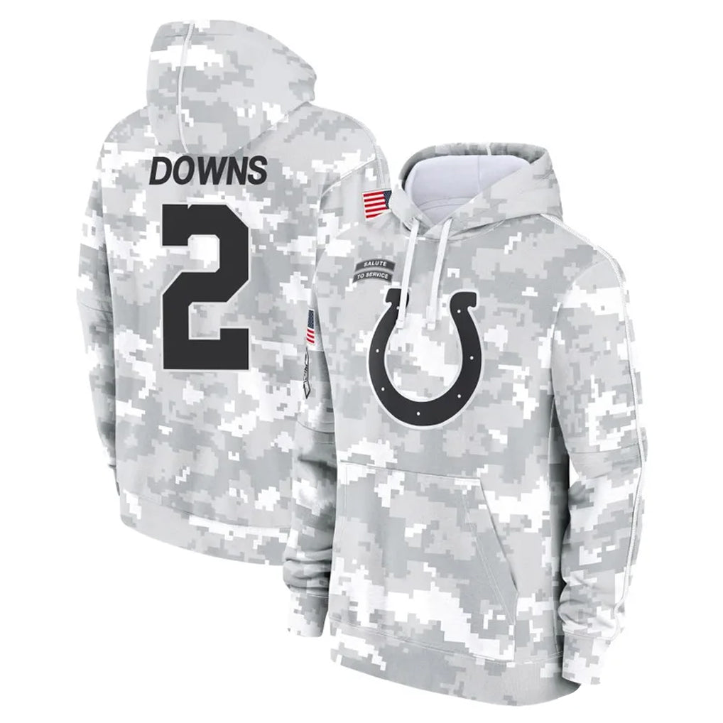 Tlead IN.Colts #2 Josh Downs Player Arctic Camo Salute to Service Hoodies Limited Game Stitched Jerseys