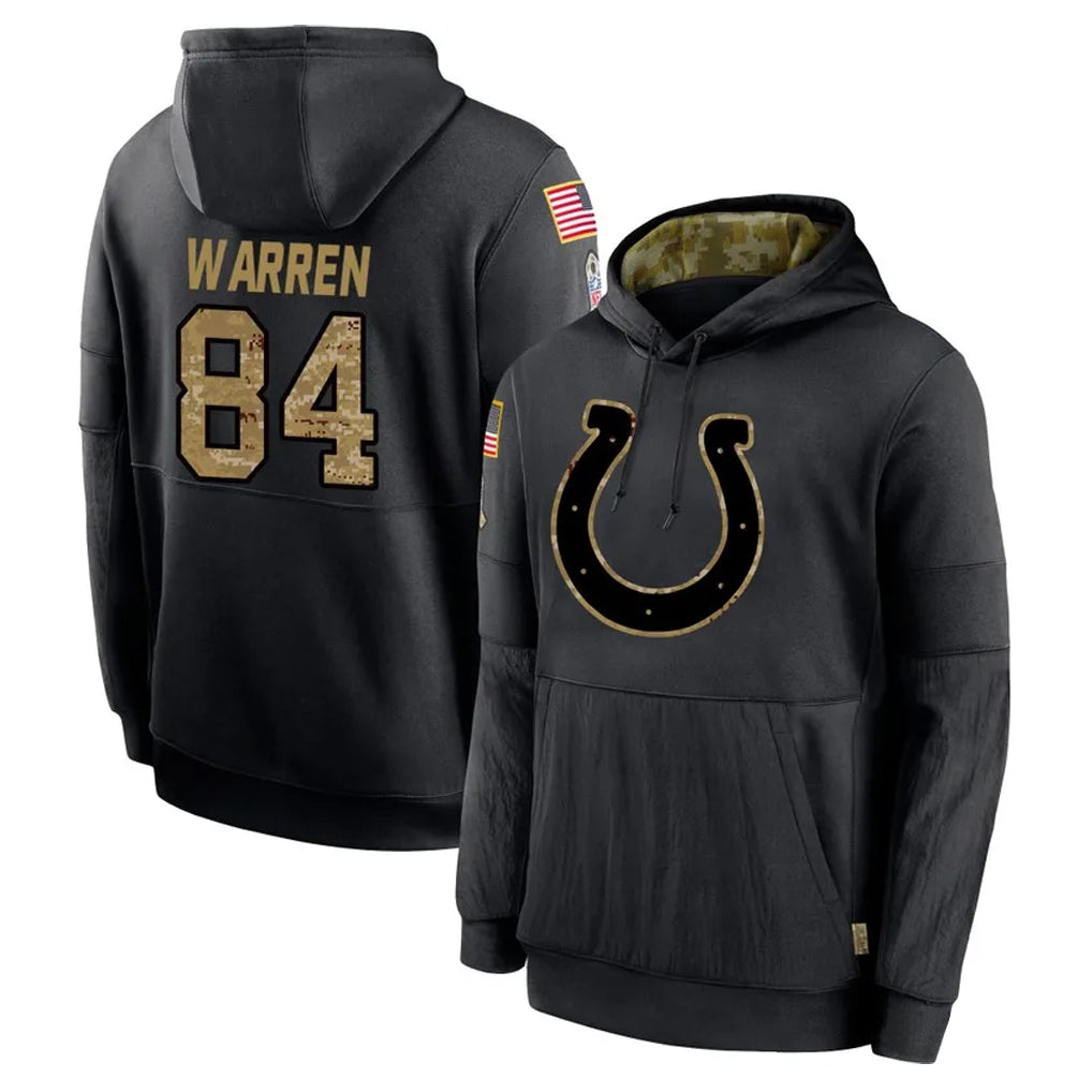 Tlead IN.Colts #84 Tyler Warren Player Black Salute to Service Hoodies Limited Game Stitched Jerseys