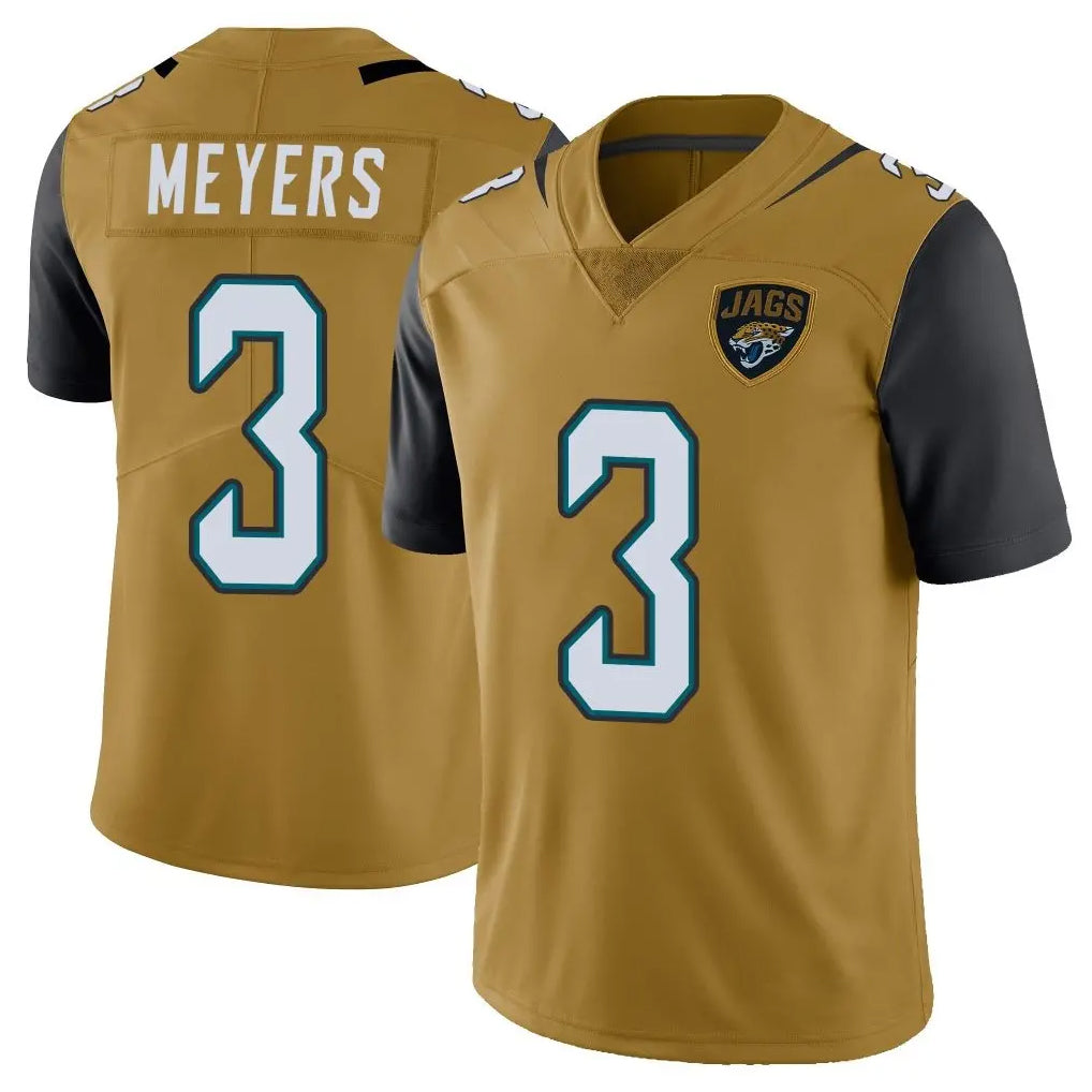 Tlead J.Jaguars #3 Jakobi Meyers Player Gold Vapor Limited Home Game Stitched Jerseys