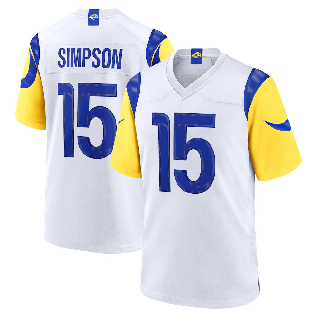 Tlead LA.Rams #15 Ty Simpson Player White Limited Home Game Stitched Jerseys