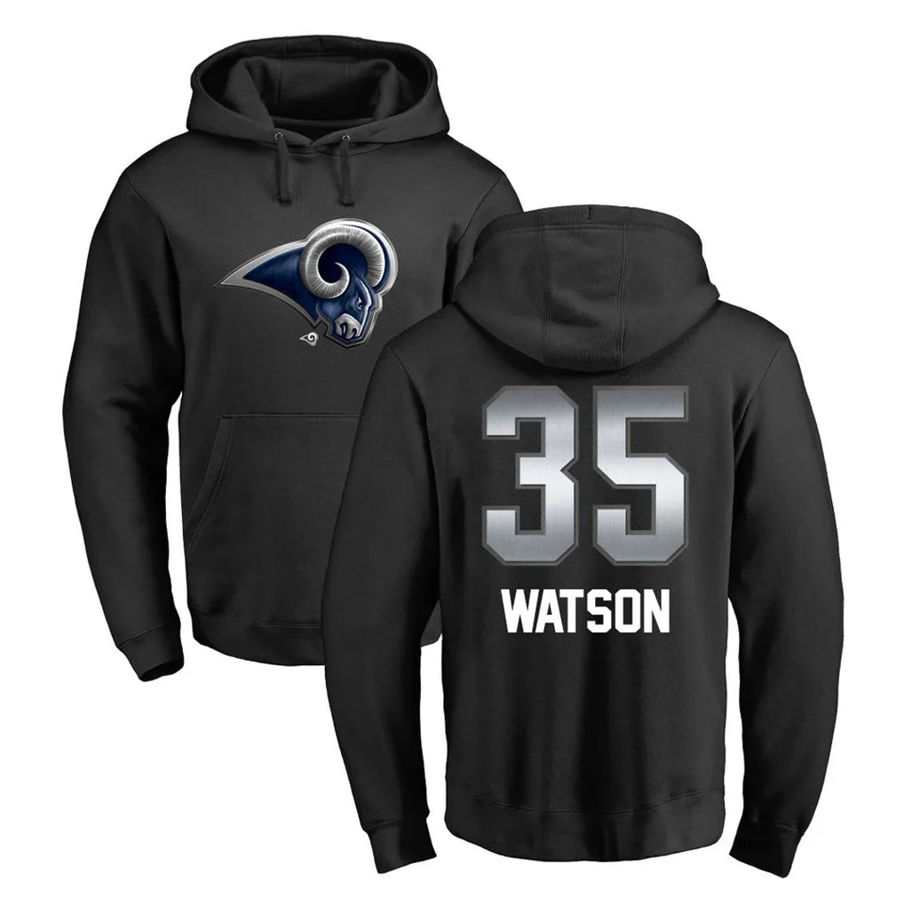 Tlead LA.Rams #35 Jaylen Watson Player Black Pullover Hoodie Limited Game Stitched Jerseys
