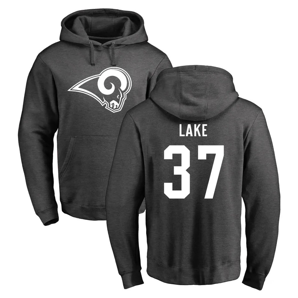 Tlead LA.Rams #37 Quentin Lake Player Gray Pullover Hoodie Limited Game Stitched Jerseys