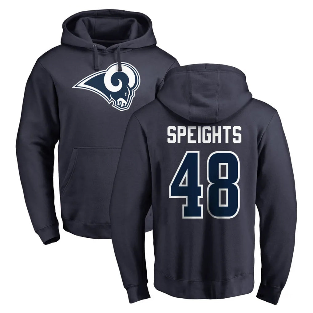 Tlead LA.Rams #48 Omar Speights Player Navy Pullover Hoodie Limited Game Stitched Jerseys