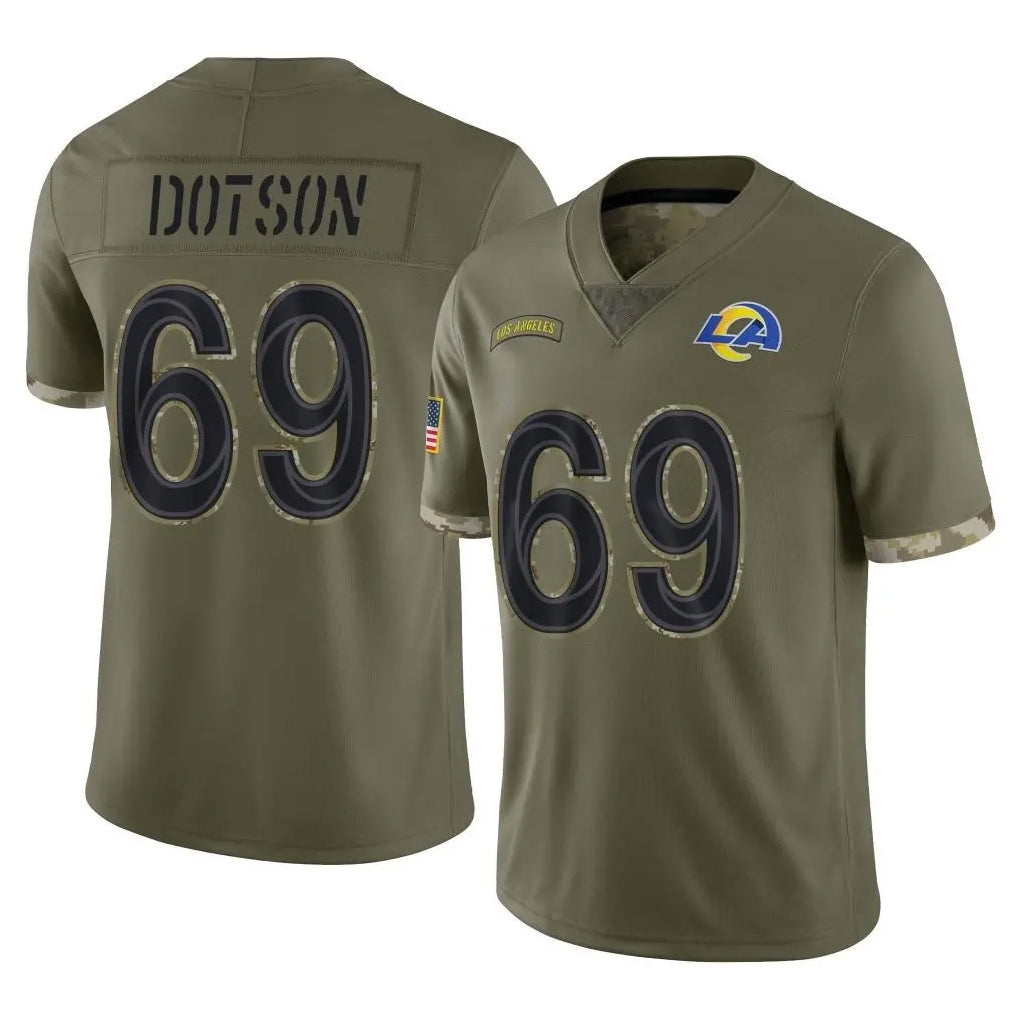 Tlead LA.Rams #69 Kevin Dotson Player Olive Salute To Service Limited Stitched Jerseys