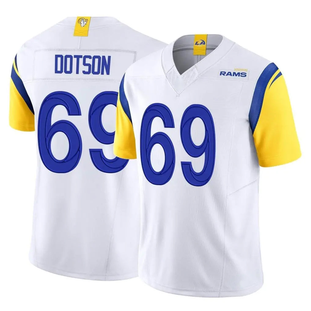 Tlead LA.Rams #69 Kevin Dotson Player White Limited Vapor F.U.S.E. Home Game Stitched Jerseys