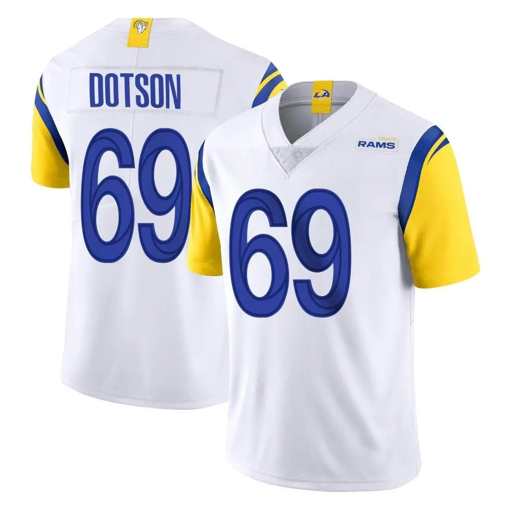 Tlead LA.Rams #69 Kevin Dotson Player White Limited Vapor Untouchable Home Game Stitched Jerseys
