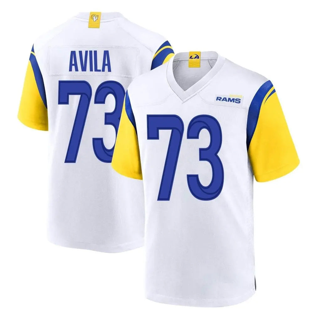 Tlead LA.Rams #73 Steve Avila Player White Home Game Stitched Jerseys