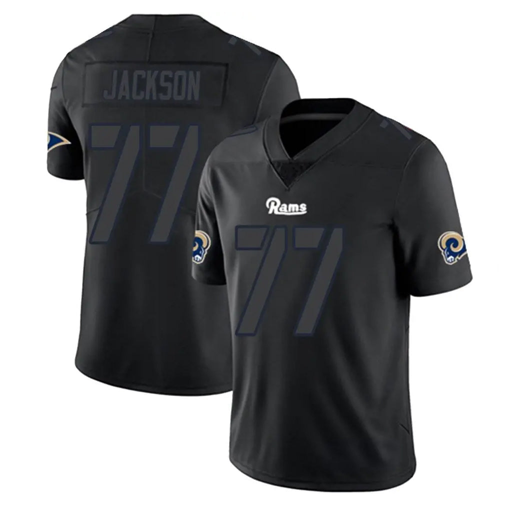Tlead LA.Rams #77 Alaric Jackson Player Black Impact Limited Home Game Stitched Jerseys