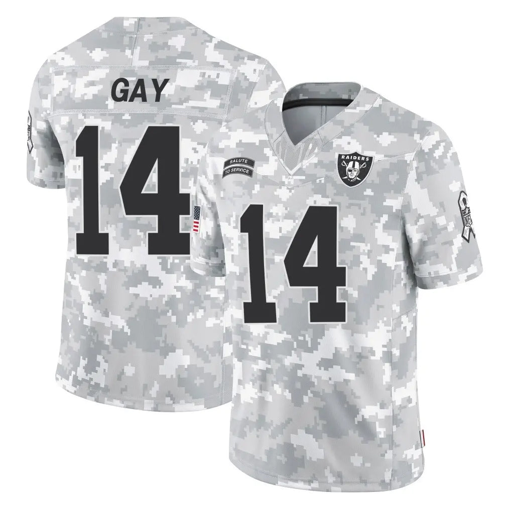Tlead LV.Raiders #14 Matt Gay Player Arctic Camo Salute To Service Limited Game Stitched Jerseys