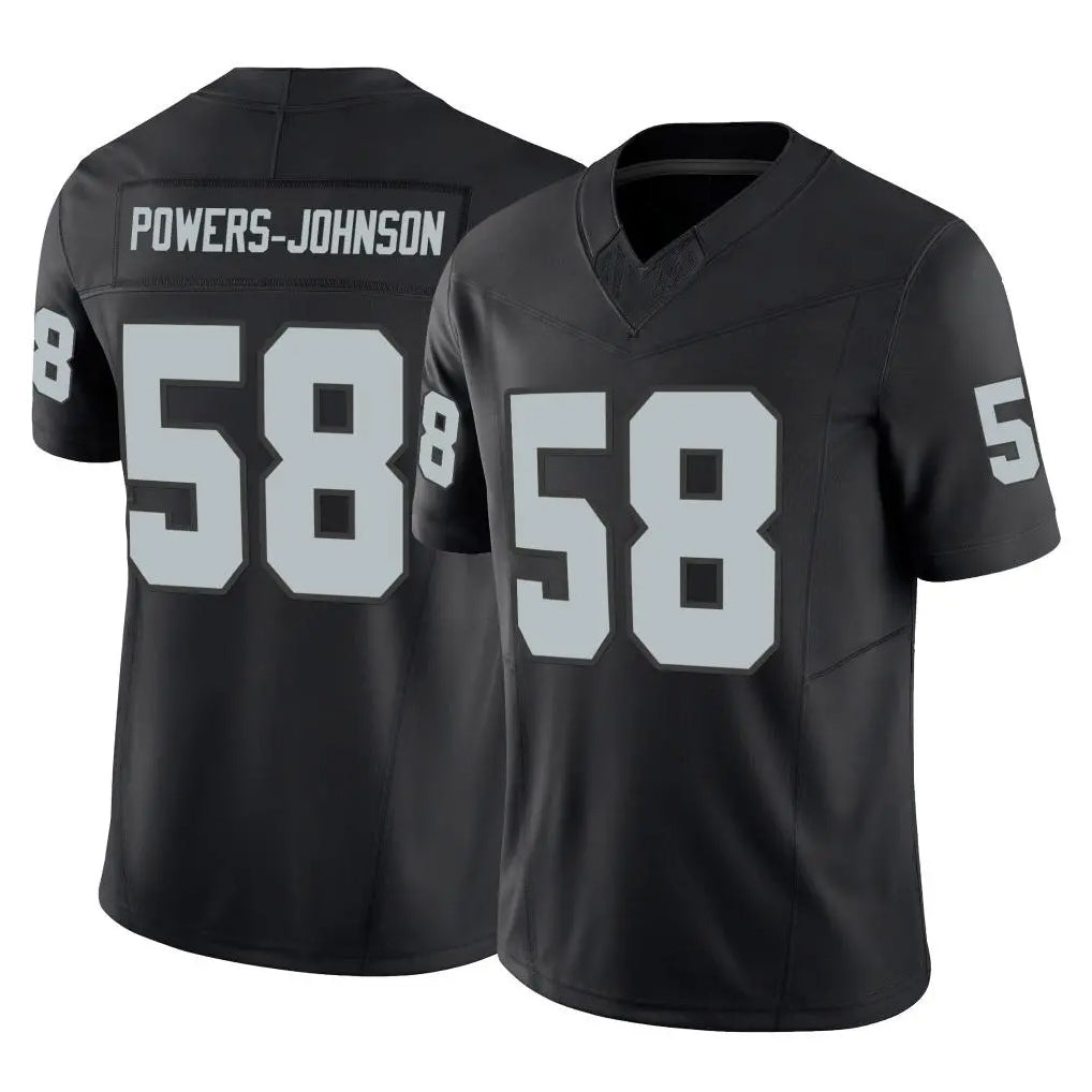 Tlead LV.Raiders #58 Jackson Powers-Johnson Player Black Limited Vapor F.U.S.E. Home Game Stitched Jerseys