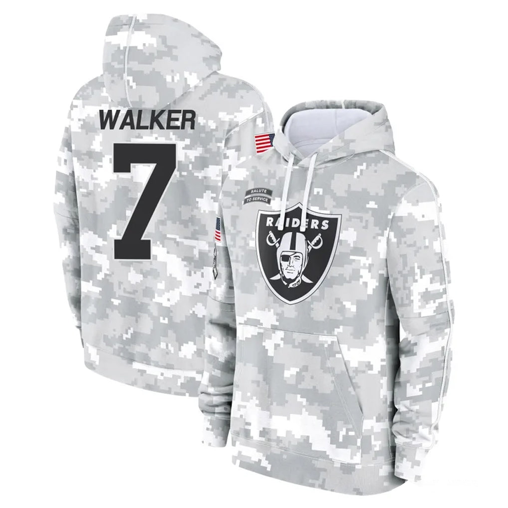 Tlead LV.Raiders #7 Quay Walker Player Arctic Camo Salute to Service Hoodies Limited Game Stitched Jerseys