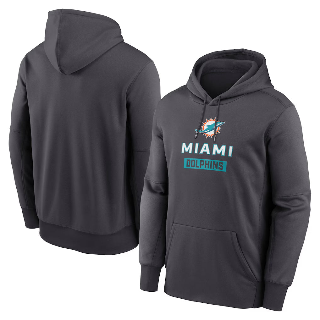 Tlead M.Dolphins Anthracite Pullover Hoodies Limited Blank Player Stitched Jerseys