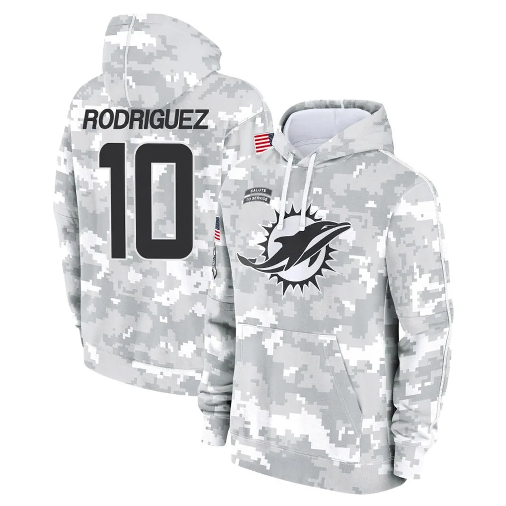 Tlead M.Dolphins #10 Jacob Rodriguez Player Arctic Camo Salute to Service Hoodies Limited Game Stitched Jerseys