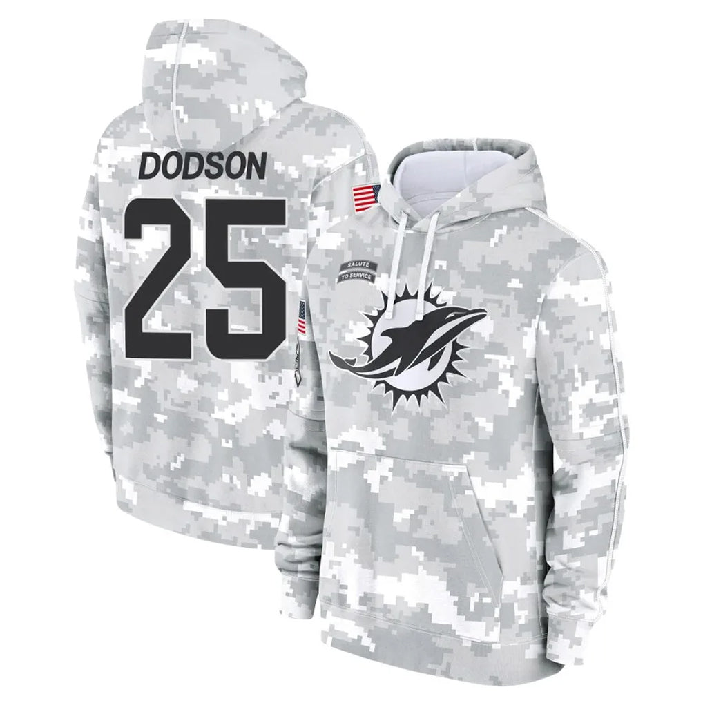 Tlead M.Dolphins #25 Tyrel Dodson Player Arctic Camo Salute to Service Hoodies Limited Game Stitched Jerseys