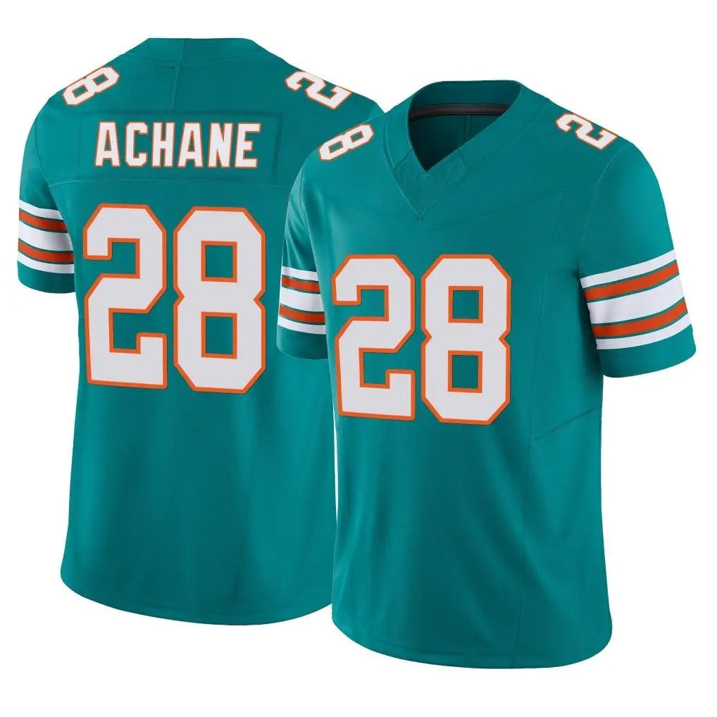 Tlead M.Dolphins #28 De'Von Achane Player Aqua Limited Alternate Vapor F.U.S.E. Home Game Stitched Jerseys