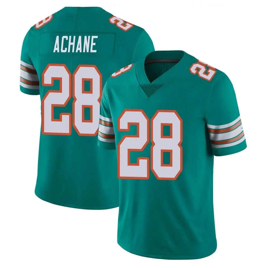 Tlead M.Dolphins #28 De'Von Achane Player Aqua Limited Alternate Vapor Untouchable Home Game Stitched Jerseys