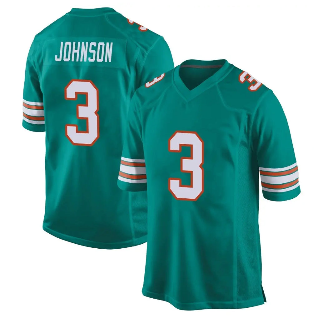 Tlead M.Dolphins #3 Chris Johnson Player Aqua Alternate Home Game Stitched Jerseys