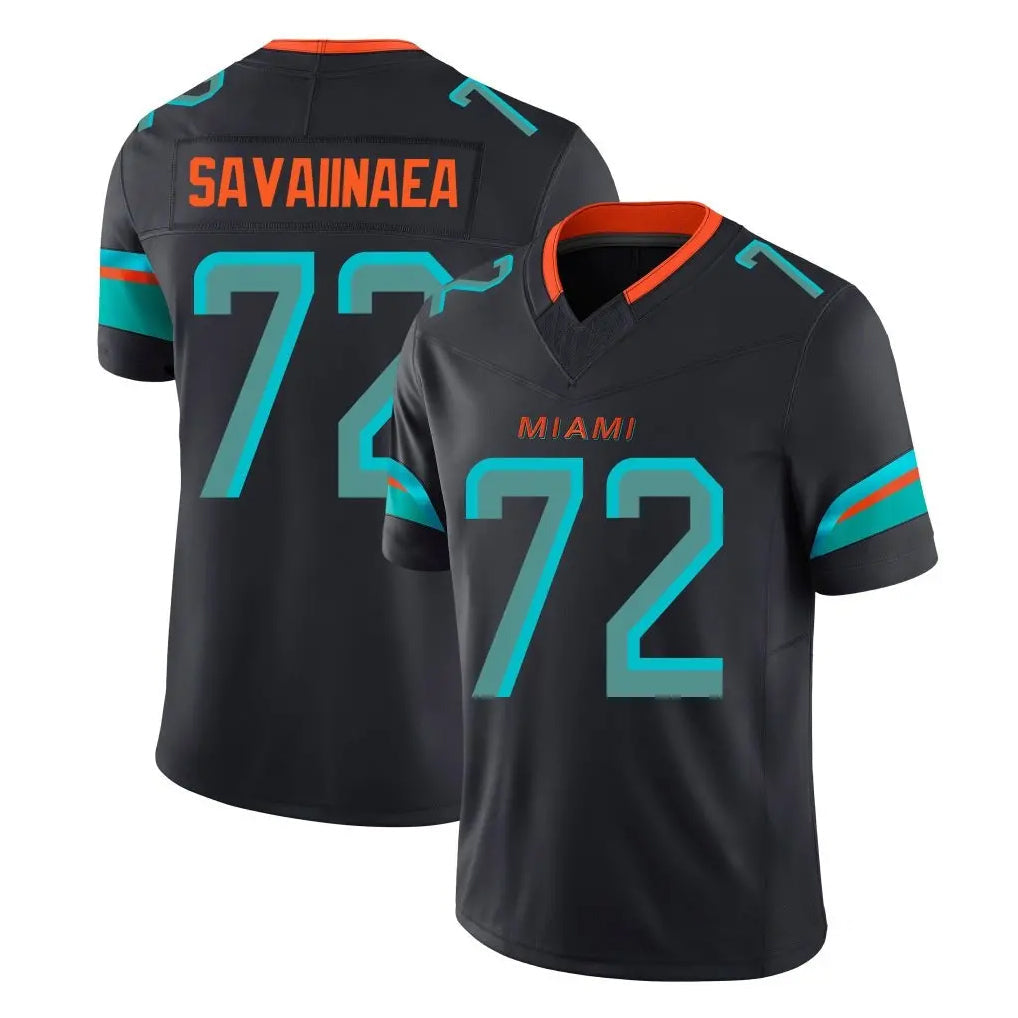 Tlead M.Dolphins #72 Jonah Savaiinaea Player Black Limited Pitch Rivalries Collection Home Game Stitched Jerseys