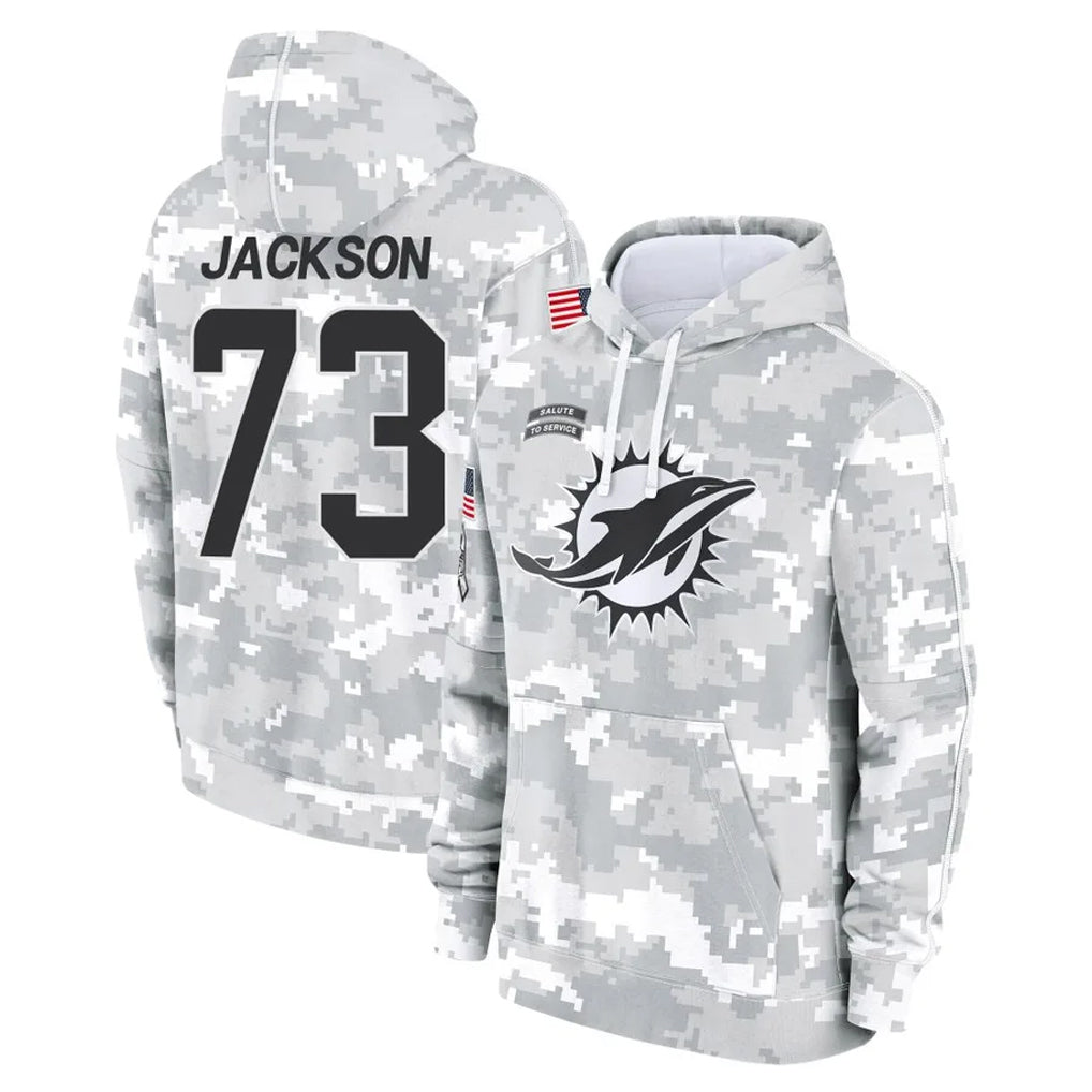 Tlead M.Dolphins #73 Austin Jackson Player Arctic Camo Salute to Service Hoodies Limited Game Stitched Jerseys
