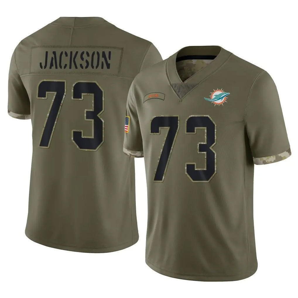 Tlead M.Dolphins #73 Austin Jackson Player Olive Salute To Service Limited Stitched Jerseys