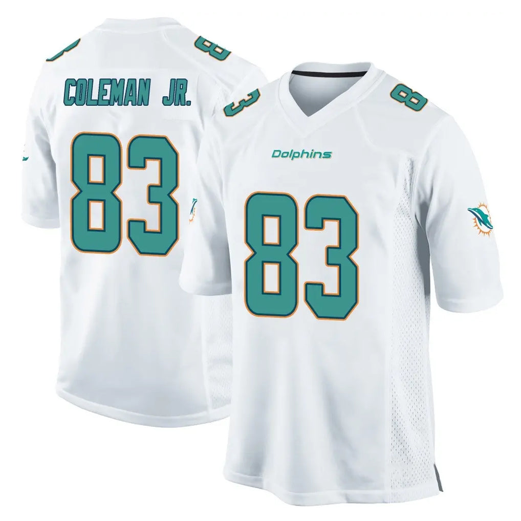 Tlead M.Dolphins #83 Kevin Coleman Jr. Player White Home Game Stitched Jerseys