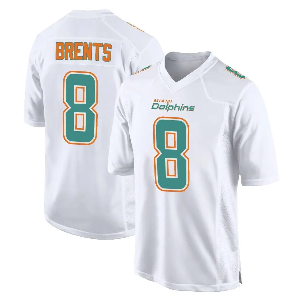 Tlead M.Dolphins #8 JuJu Brents Player White Fashion Home Game Stitched Jerseys