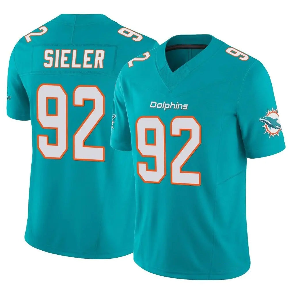 Tlead M.Dolphins #92 Zach Sieler Player Aqua Limited Vapor F.U.S.E. Home Game Stitched Jerseys